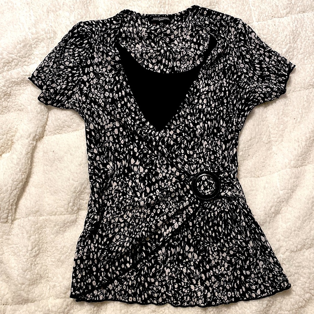 Notations Petite Small Side Accent Blouse